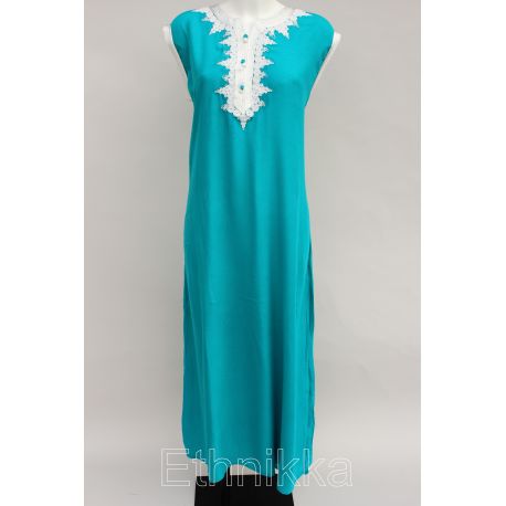 Djellaba femme turquoise sans manche