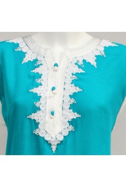 Djellaba femme turquoise sans manche