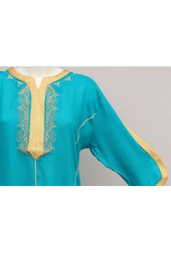 Robe tunique orientale turquoise et doré 