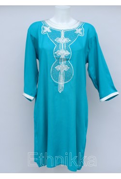 Robe tunique orientale turquoise