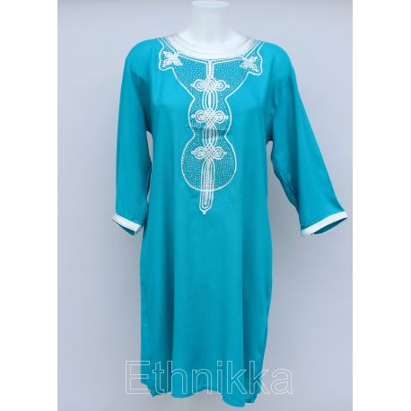 Robe tunique orientale turquoise