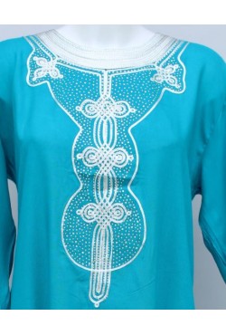 Robe tunique orientale turquoise