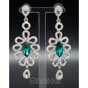 Boucles d'oreilles pendantes vertes à strass