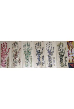 Pochoirs sticker pour tatouage dorés pour les mains sous forme de fleurs